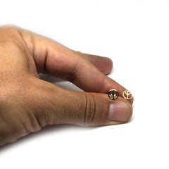 14k Yellow Gold Peace Sign Stud Earrings fine designer jewelry for men and women