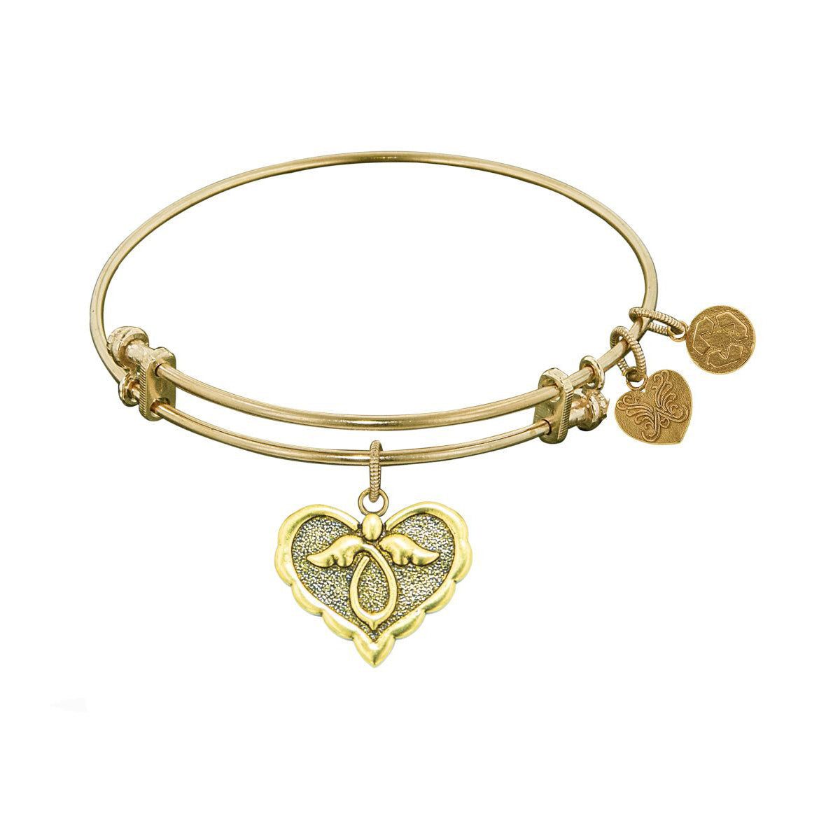 Stipple Finish Brass Angel Angelica Bangle Bracelet, 7.25" fine designer jewelry for men and women