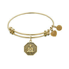 Stipple Finish Brass Buddha Angeica Bangle Bracelet, 7.25" fine designer jewelry for men and women