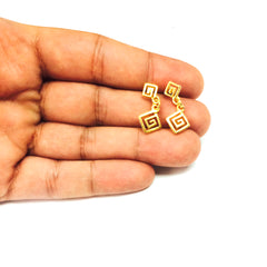 Sterling Silver 18 Karat Gold Overlay Greek Key Drop Earrings fine designer jewelry for men and women