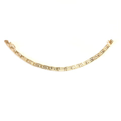 14k Yellow Gold Greek Key Link Bracelet, 7.25" fine designer jewelry for men and women