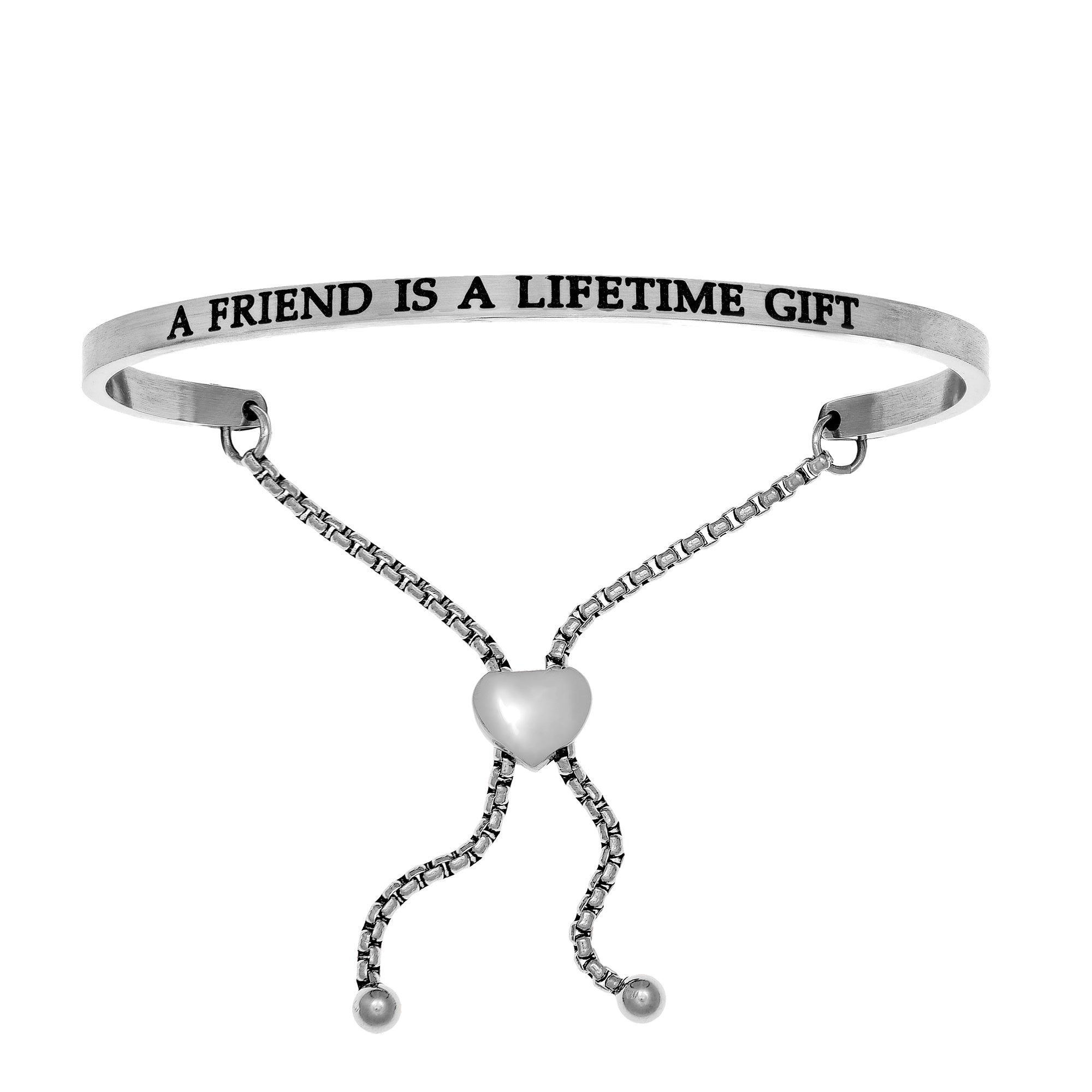Intuitions Stainless Steel A FRIEND IS A LIFETIME GIFT Diamond Accent Adjustable Bracelet fine designer jewelry for men and women