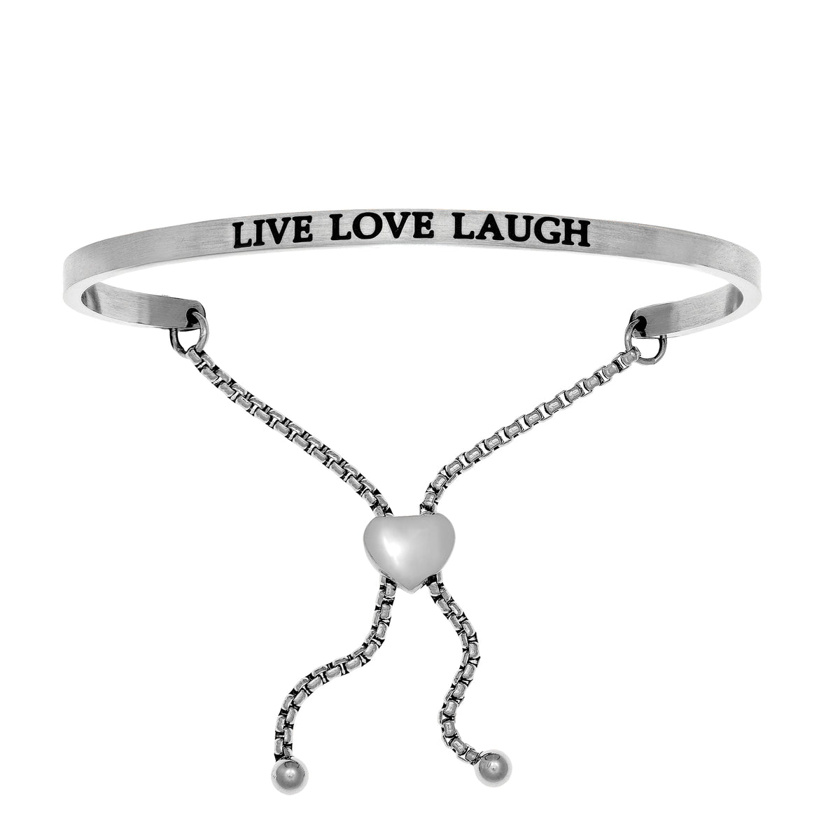 Intuitions Stainless Steel LIVE LOVE LAUGH Diamond Accent Adjustable Bracelet fine designer jewelry for men and women
