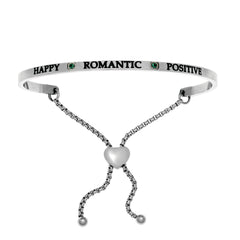Intuitions Stainless Steel Happy, Romantic, Positive May Dark Green Birthstone Bangle Bracelet fine designer jewelry for men and women