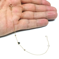 14k Yellow Gold Heart And Bead Adjustable Baby Bracelet, 6.5" fine designer jewelry for men and women