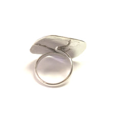 Greek Olive Leaf Disc Ring In Rhodium Plated Sterling Silver fine designer jewelry for men and women