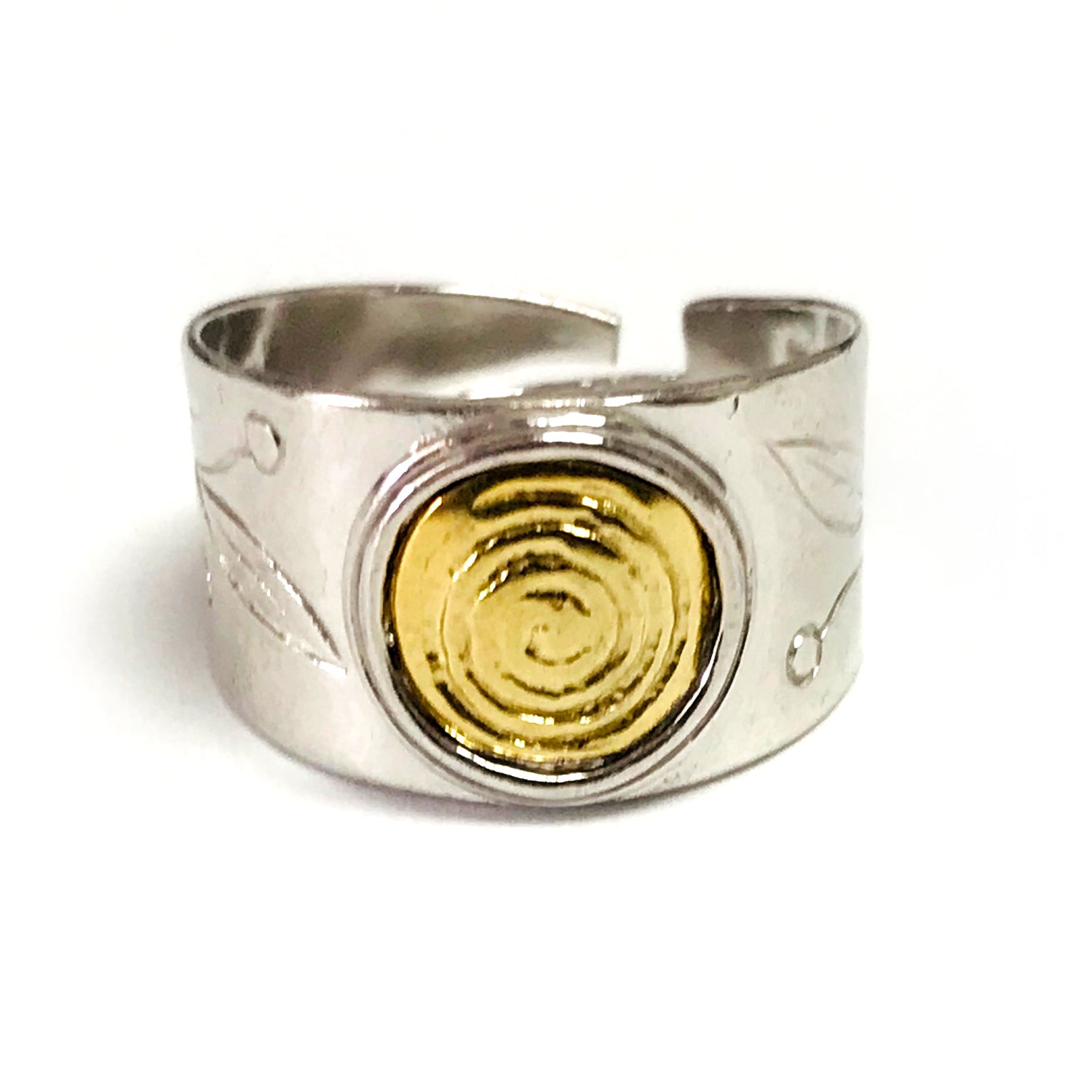 Sterling Silver and Gold Plated Spira Adjustable Ring fine designer jewelry for men and women
