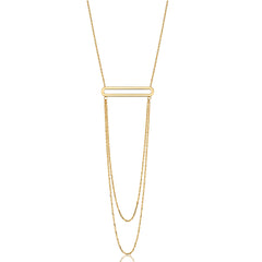 14K Yellow Gold Oval Bar Pendant With Layered Chain 18" Necklace fine designer jewelry for men and women
