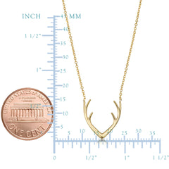 14k Yellow Gold Antler Adjustable Necklace, 18" fine designer jewelry for men and women