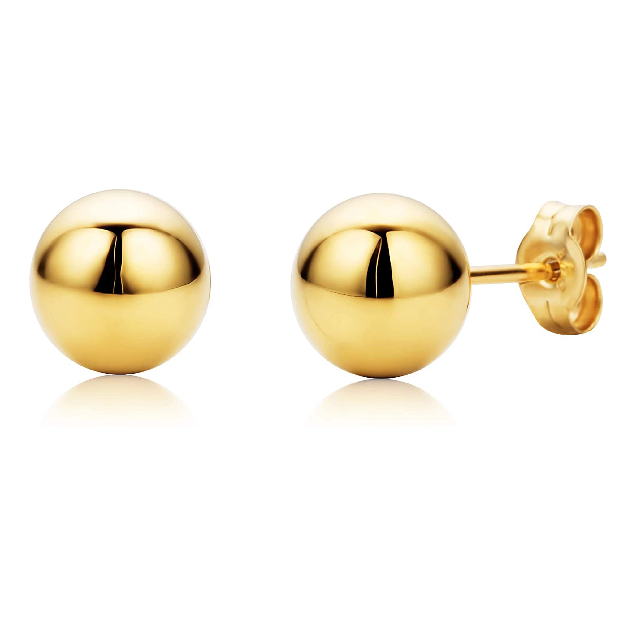 14K Yellow Gold Ball Stud Earrings fine designer jewelry for men and women