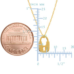 14K Yellow Gold Mini Lock Pendant Necklace, 16" To 18" Adjustable fine designer jewelry for men and women