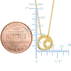 14K Yellow Gold Mini Moon And Star Pendant Necklace, 16 To 18 Inches Adjustable fine designer jewelry for men and women