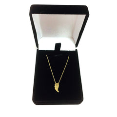 14K Yellow Gold Mini Wing Pendant Necklace, 16" To 18" Adjustable fine designer jewelry for men and women