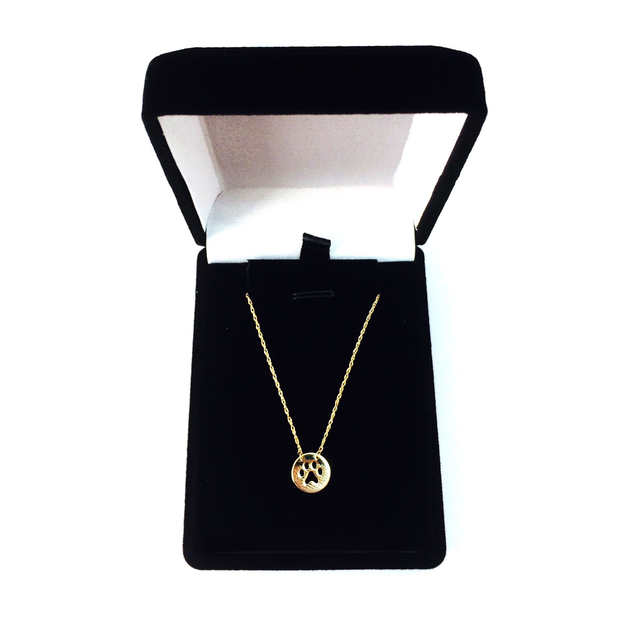 14K Yellow Gold Mini Paw Print Pendant Necklace, 16" To 18" Adjustable fine designer jewelry for men and women
