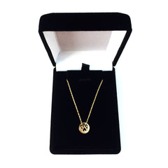 14K Yellow Gold Mini Paw Print Pendant Necklace, 16" To 18" Adjustable fine designer jewelry for men and women