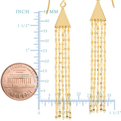 14K Yellow Gold Tassel Drop Earrings fine designer jewelry for men and women