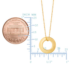 14k Yellow Gold Circle Shaped Pendant Necklace, 18" fine designer jewelry for men and women