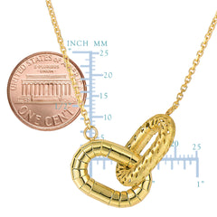 14k Yellow Gold Interconnected Oval Charms Necklace, 18" fine designer jewelry for men and women