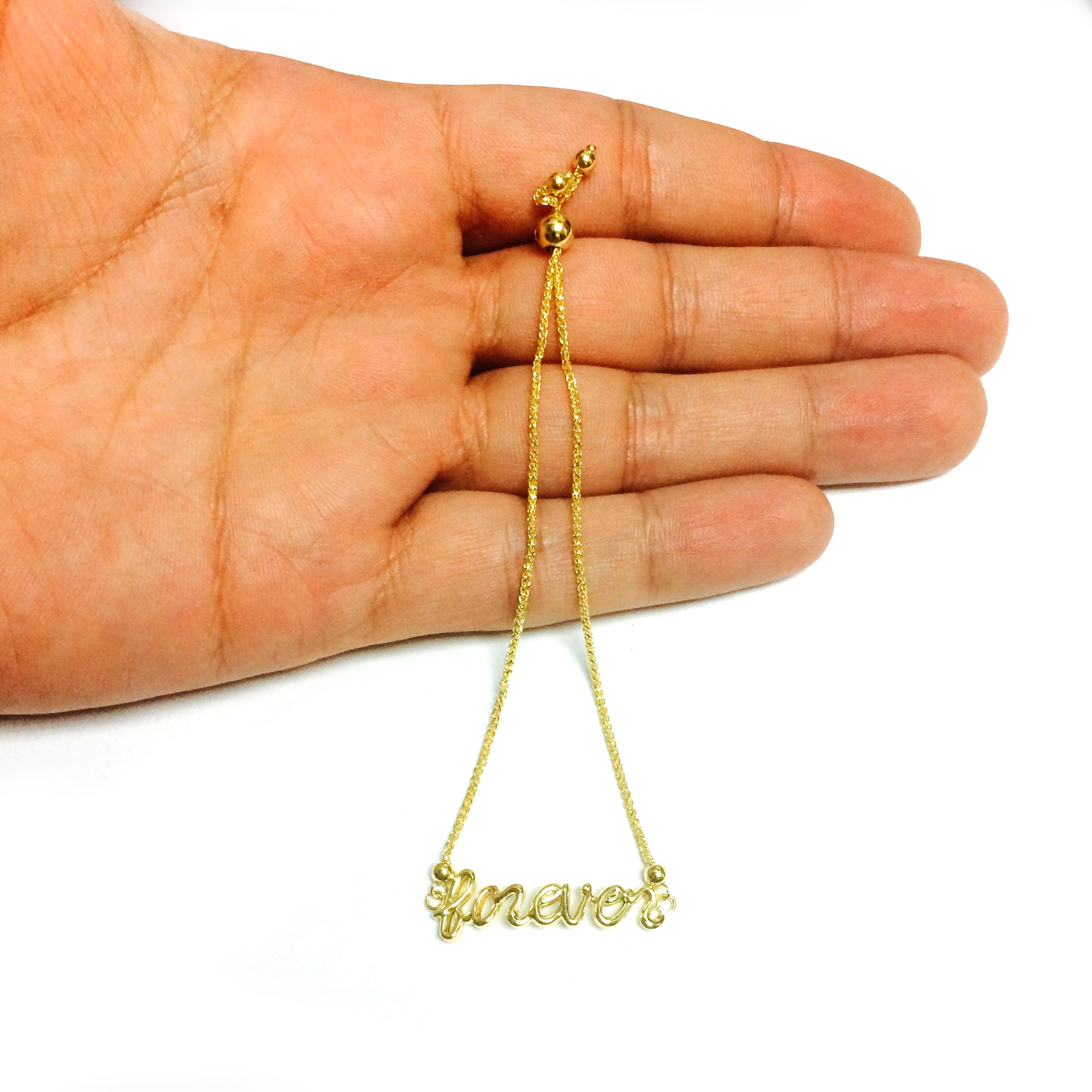 Forever In Script Element Bolo Friendship Adjustable Bracelet In 14K Yellow Gold, 9.25" fine designer jewelry for men and women