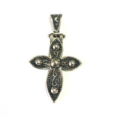 Oxidized Sterling Silver Byzantine Style Cross Pendant - JewelryAffairs