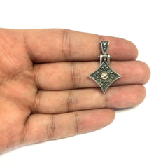Oxidized Sterling Silver Byzantine Style Rhombus Pendant - JewelryAffairs