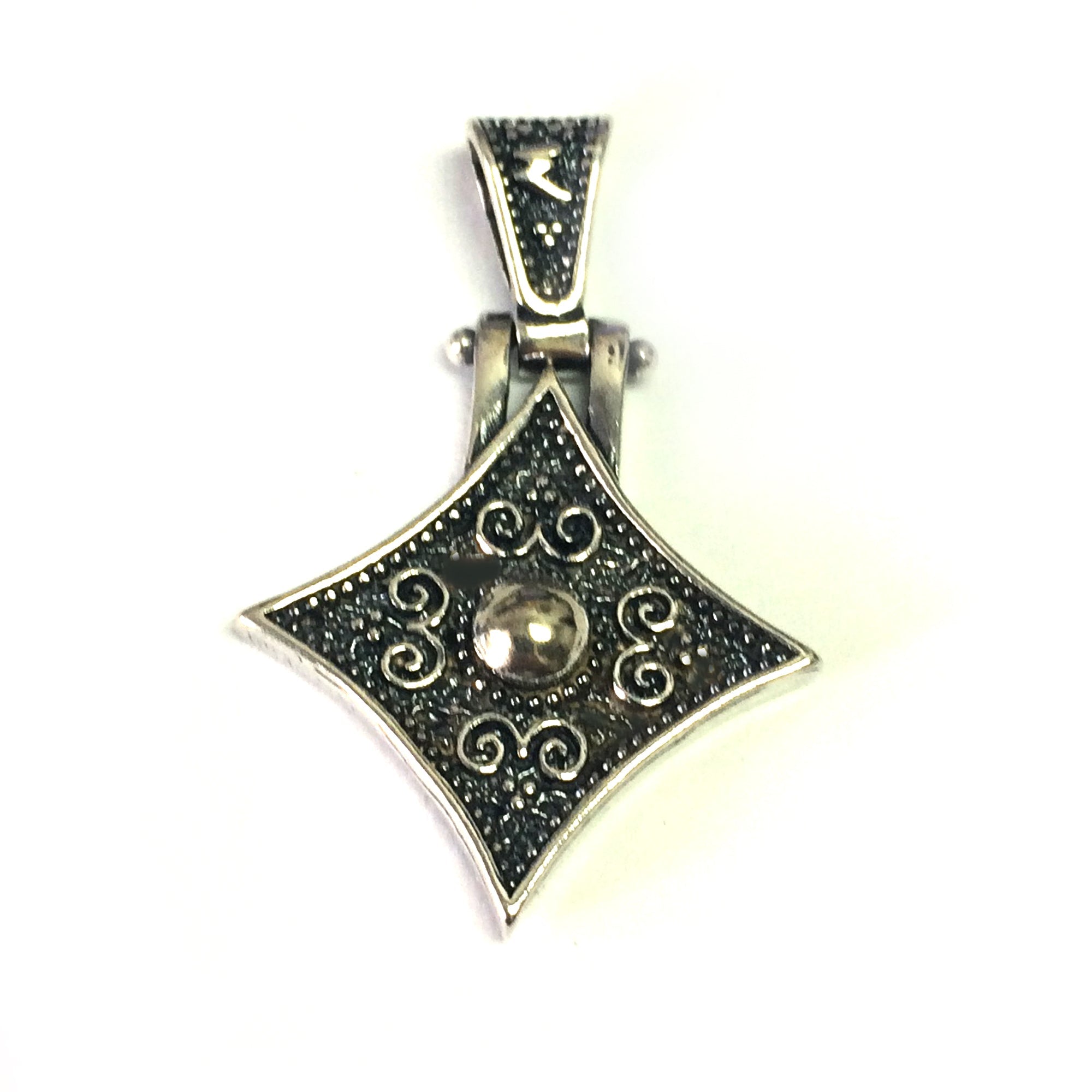 Oxidized Sterling Silver Byzantine Style Rhombus Pendant - JewelryAffairs