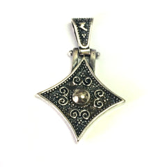 Oxidized Sterling Silver Byzantine Style Rhombus Pendant - JewelryAffairs