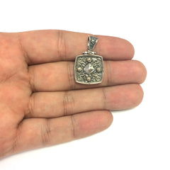 Oxidized Sterling Silver Byzantine Style Square Pendant - JewelryAffairs