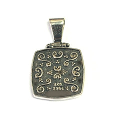 Oxidized Sterling Silver Byzantine Style Square Pendant - JewelryAffairs