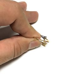 10k Two Tone Gold Bypass Arrow Ring fine designer jewelry for men and women