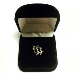 14K Two Tone Gold Diamond Cut Olive Leaf Branch Design Ring, Size 7 fine designer jewelry for men and women