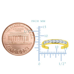 14K Yellow Gold CZ Stones Channel Set Cuff Style Adjustable Toe Ring 3mm fine designer jewelry for men and women