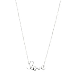 Script Love Logo Necklace In Sterling Silver, 18" - JewelryAffairs