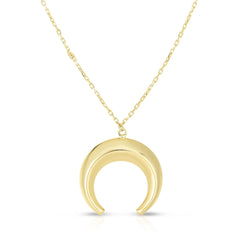 14K Yellow Gold Crescent Moon Pendant Necklace, 18" fine designer jewelry for men and women