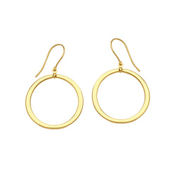 14K Yellow Gold Shiny Round Drop Earrings fine designer jewelry for men and women