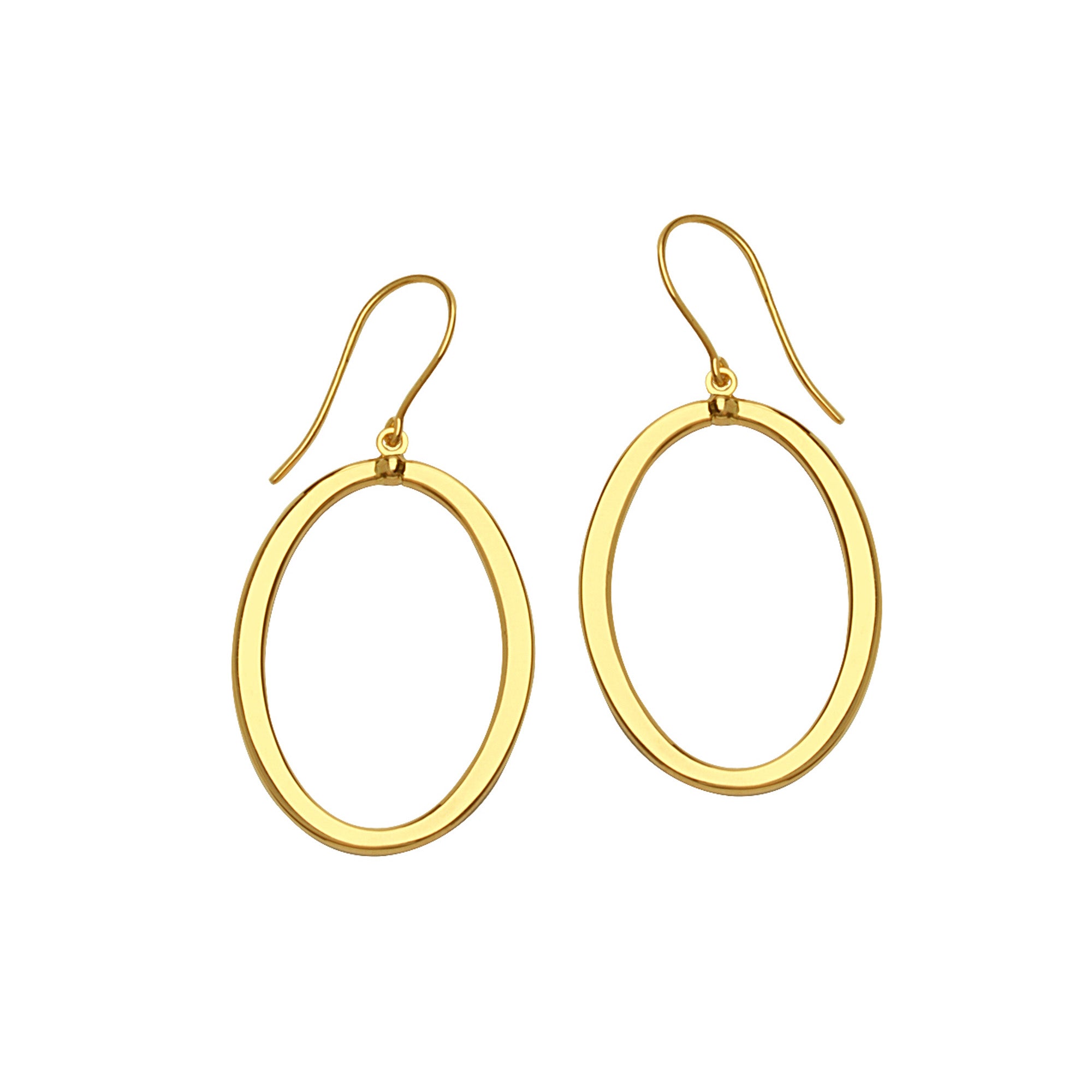 14K Yellow Gold Shiny Oval Drop Earrings fine designer jewelry for men and women