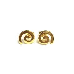 Sterling Silver 18 Karat Gold Overlay Greek Spira Stud Earrings - JewelryAffairs
