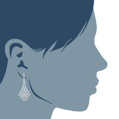 Sterling Silver And Cubic Zirconia Shaped Chandelier Drop Earrings - JewelryAffairs