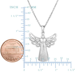 Sterling Silver Angel Sliding Heart Pendant Necklace, 18" - JewelryAffairs