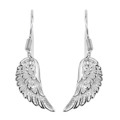Sterling Silver Angel Wing Dangle Earrings - JewelryAffairs