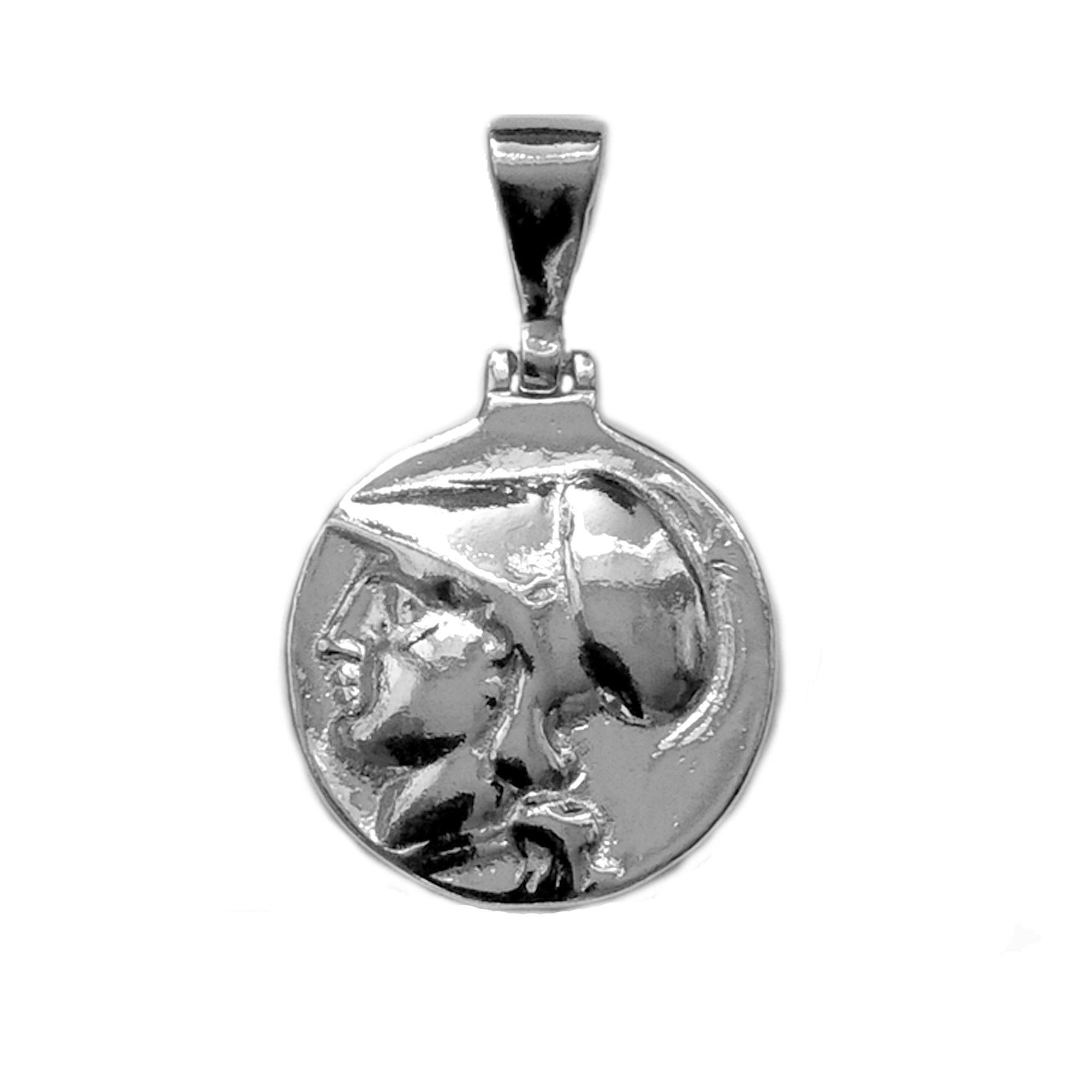 Sterling Silver Athena Greek Goddess Pendant, Diameter 20mm - JewelryAffairs