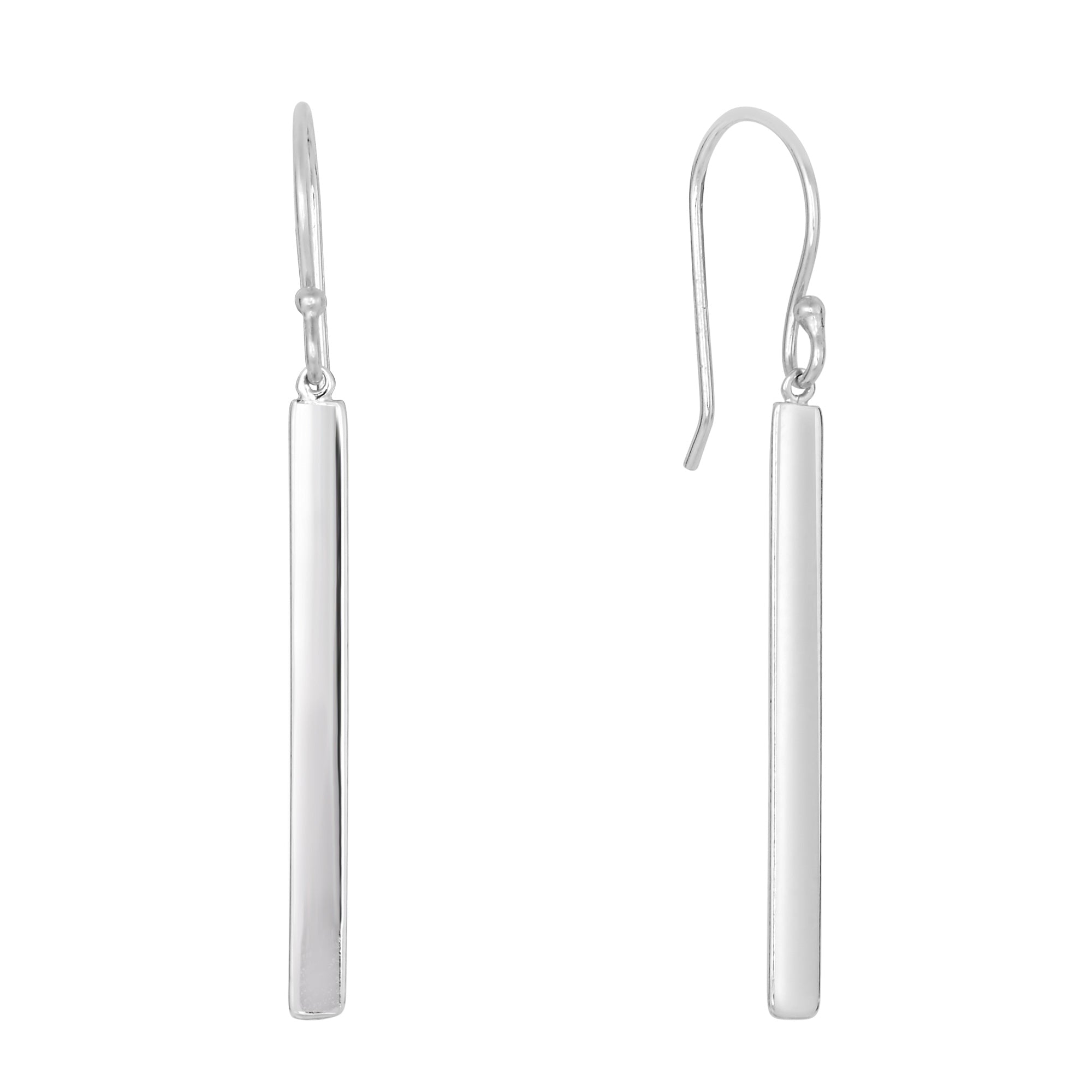 Sterling Silver Bar Style Drop Earrings With Euro Wire Clasp - JewelryAffairs