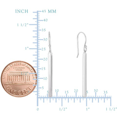 Sterling Silver Bar Style Drop Earrings With Euro Wire Clasp - JewelryAffairs