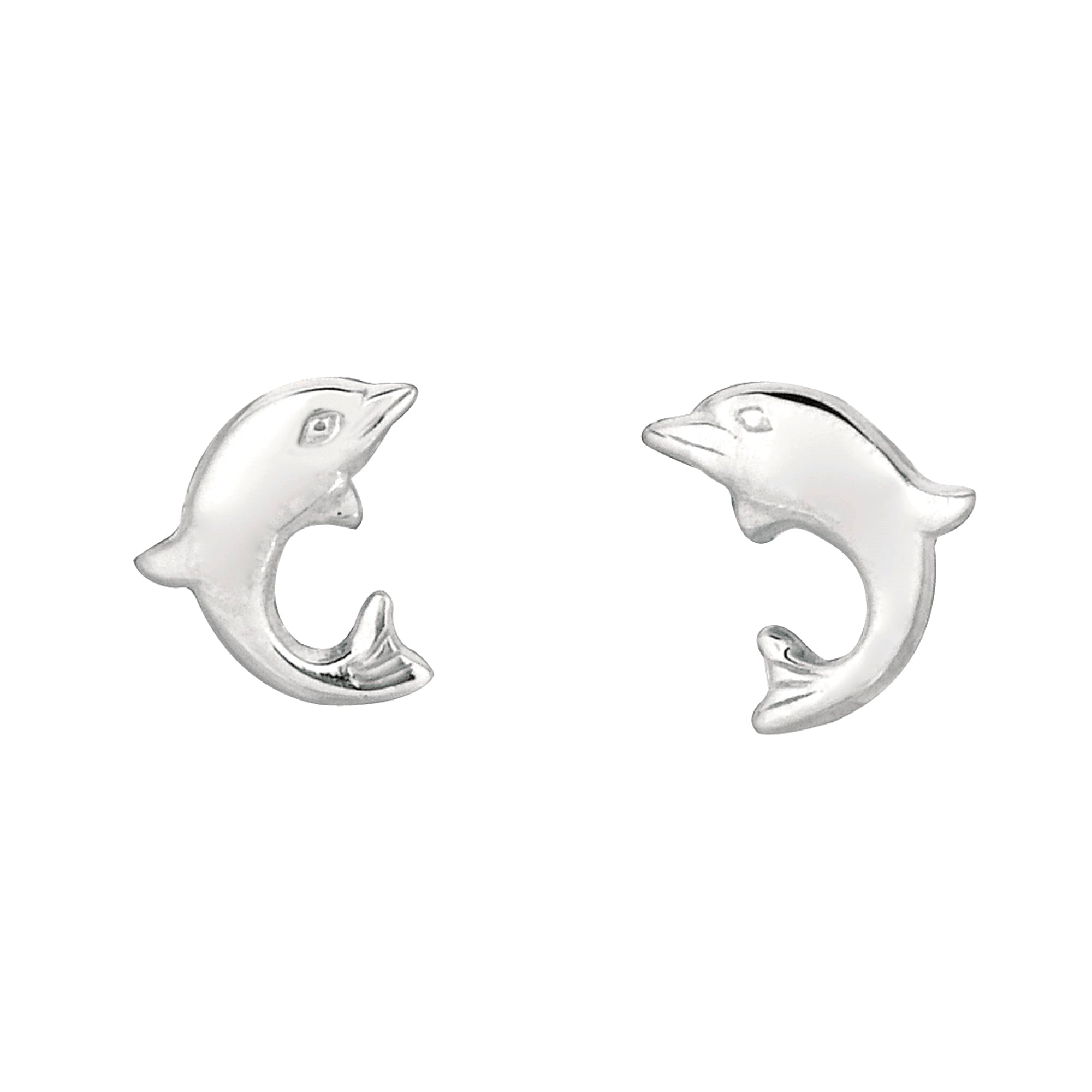 Sterling Silver Dolphin Stud Earrings - JewelryAffairs