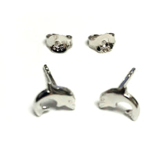 Sterling Silver Dolphin Stud Earrings - JewelryAffairs