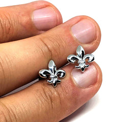 Sterling Silver Fleur De Lis Stud Earrings - JewelryAffairs