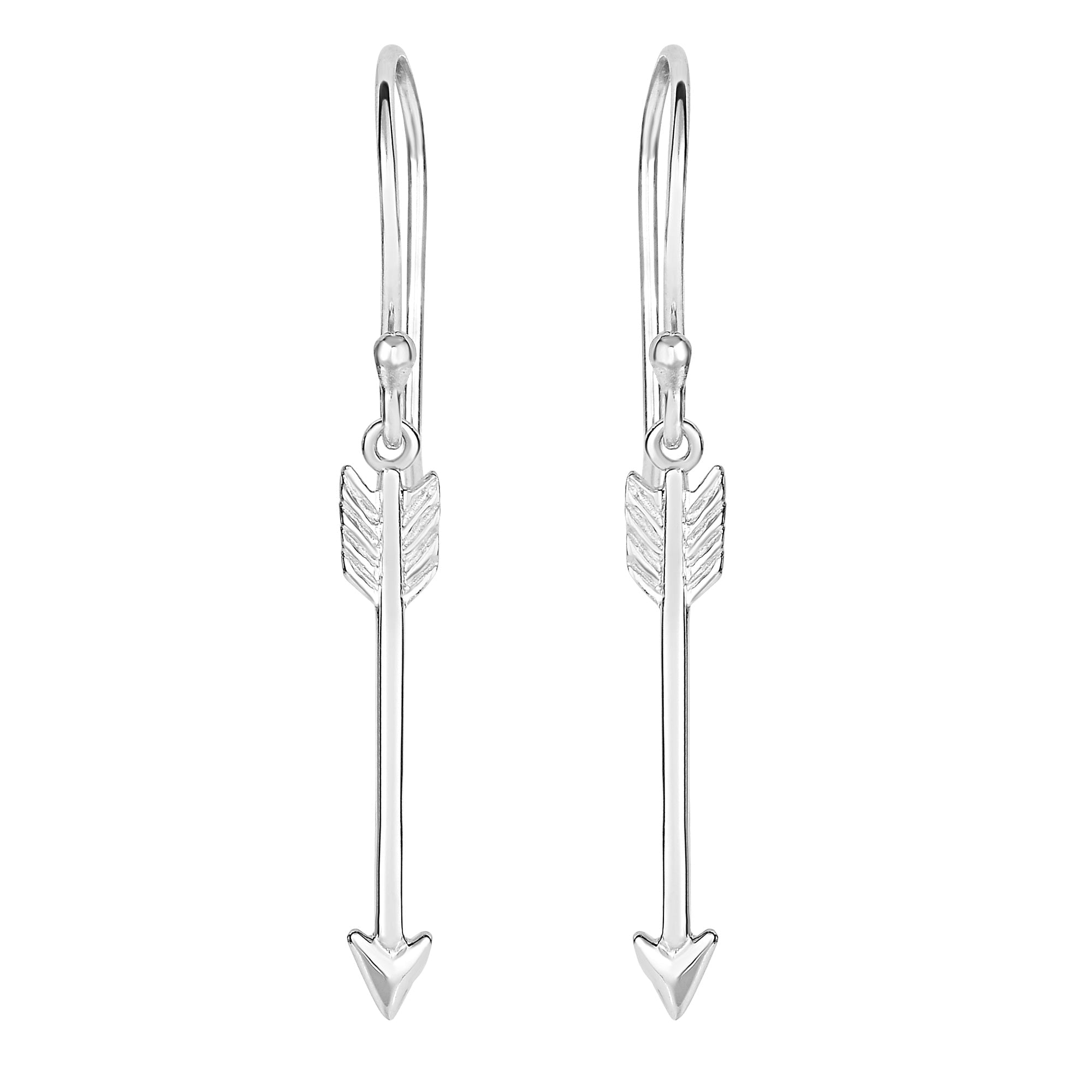 Sterling Silver Hanging Arrow Shape Drop Earrings - JewelryAffairs