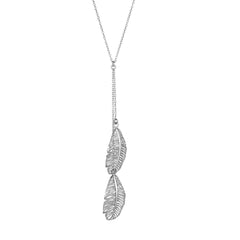 Sterling Silver Hanging Leaf Pendants Necklace, 18" - JewelryAffairs