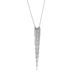 Sterling Silver Hanging Tassel Necklace, 17" - JewelryAffairs