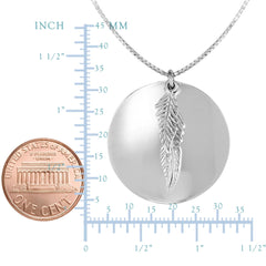 Sterling Silver Leaf Round Pendant Womens Necklace, 18" - JewelryAffairs